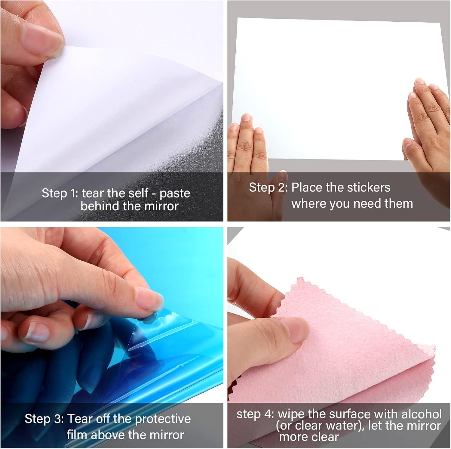 8×10 Inch Frameless Mirror Stickers – 10 Pack for Modern Home Decor Solutions
