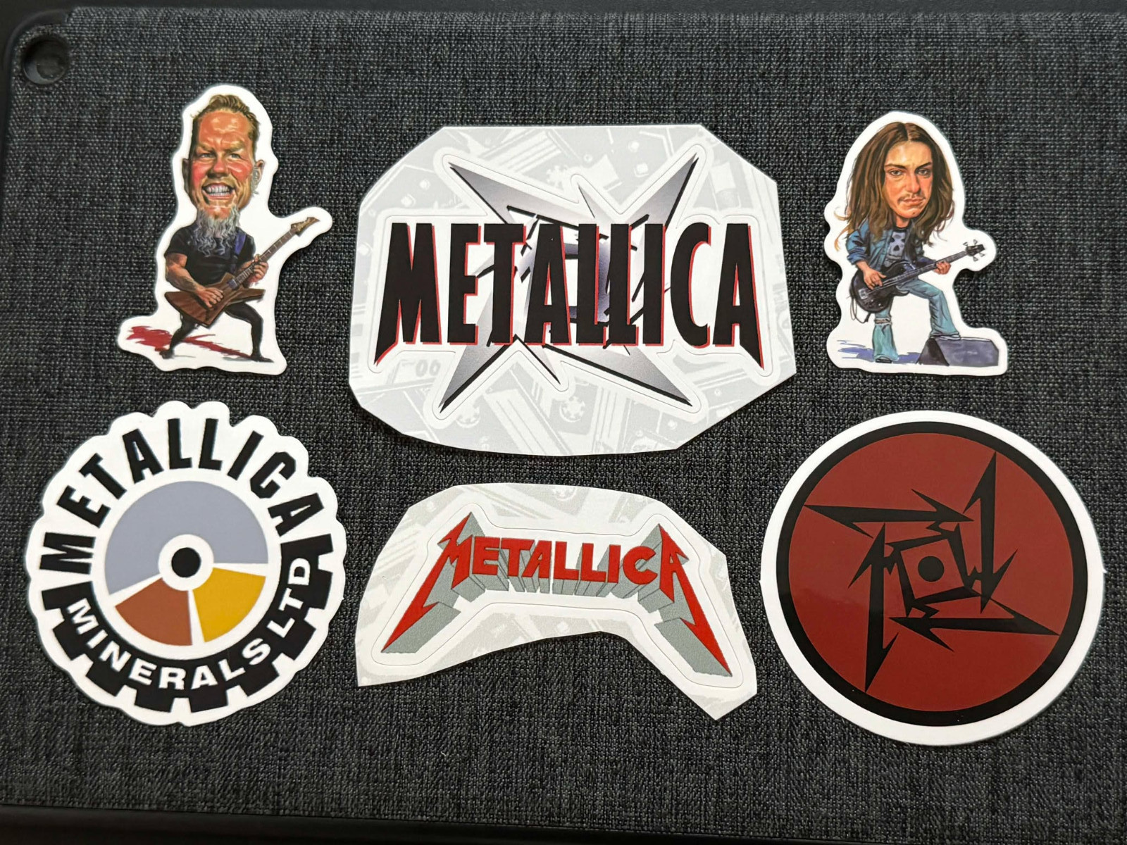 Lot (6) METALLICA 1 1/4″ to 3 1/4″ Band Logo STICKERS Burton HETFIELD Free SHIP