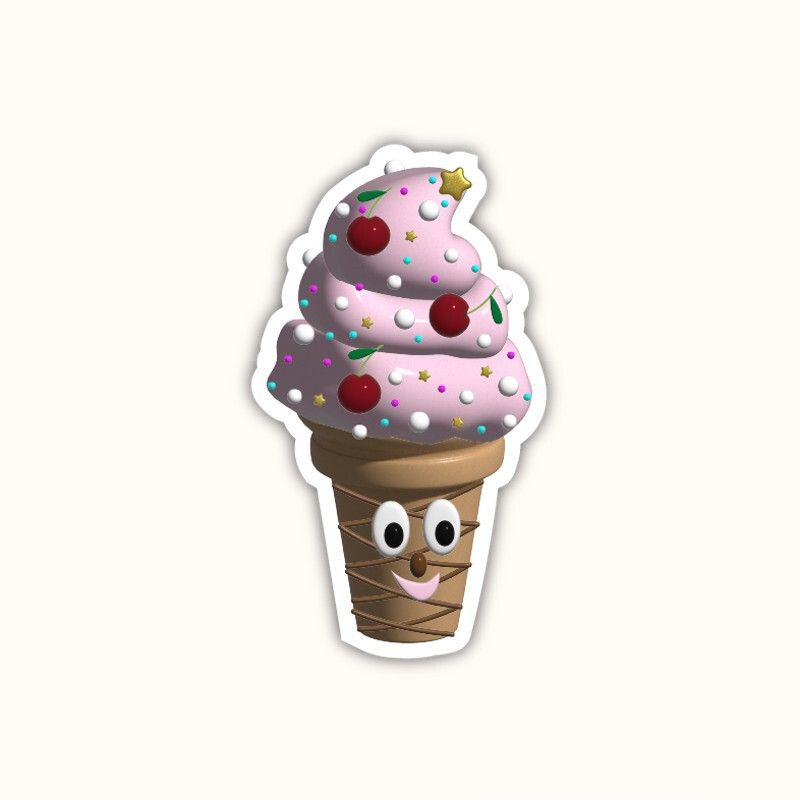 Ice Cream Vinyl Sticker Cute Kawaii Design Cherry Waterproof Decal Car Laptop