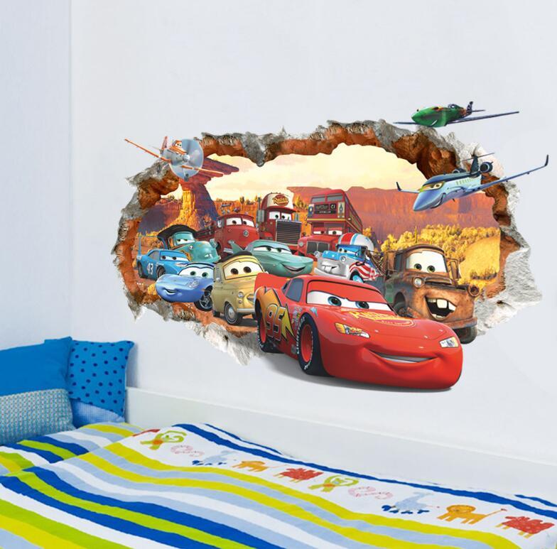NEW Disney Cartoon lightning McQueen Cars HUGE Wall Stickers Kids Home Decor USA