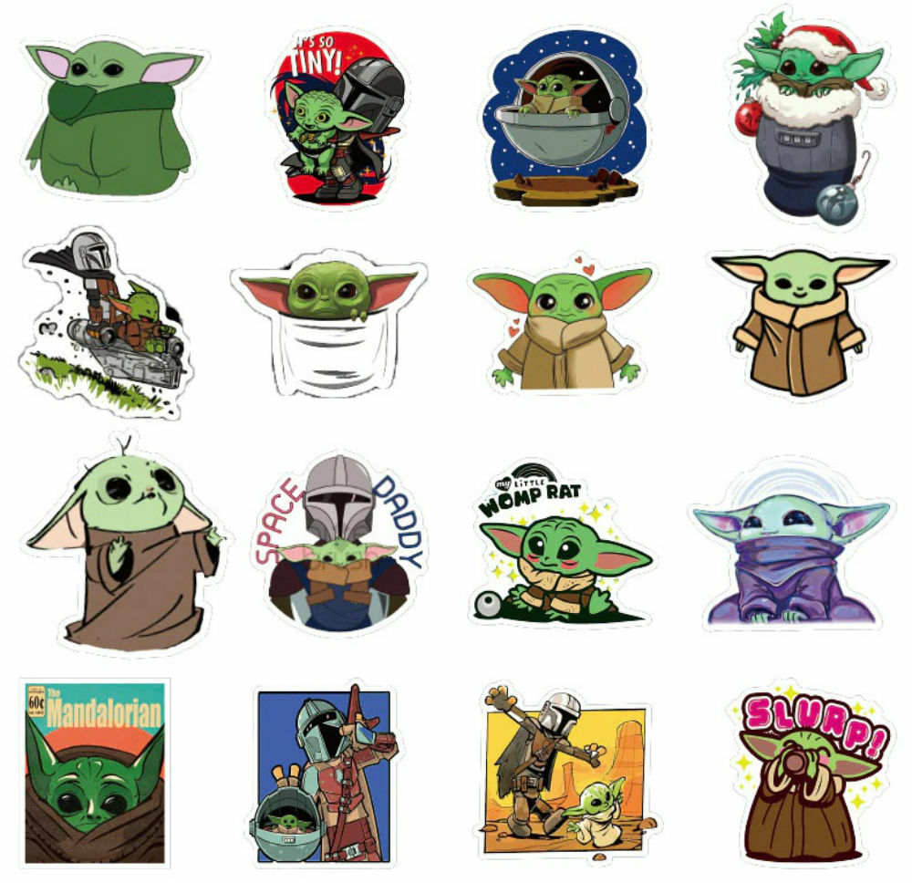Baby Yoda Star Wars Mandalorian Vinyl Stickers 100 Pcs (2*50 Pcs) for Laptop etc