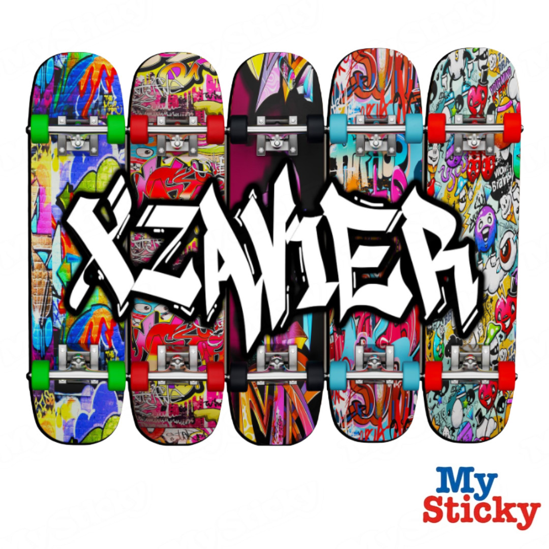 MySticky™ Custom Name Full Color Graffiti Skateboard Wall Art Decal Vinyl Decor