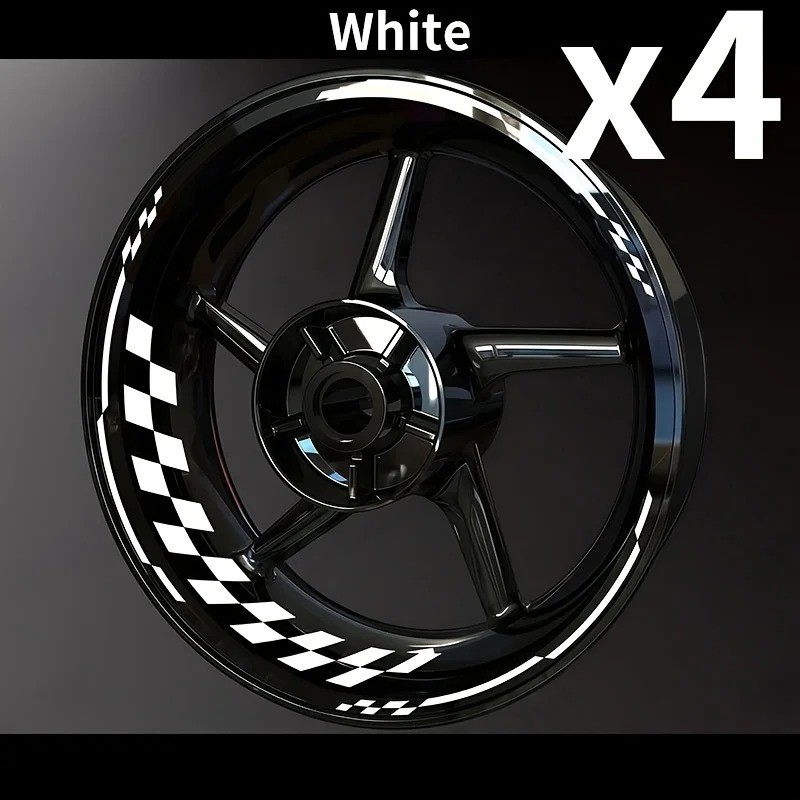16pcs Stripe Checkered 17 Inch Motorcycle Wheel Rim Hub Stickers Decals Waterpro