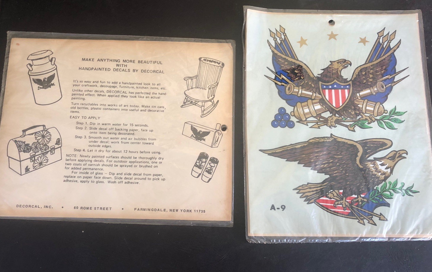 1976 Decorcal American Bicentennial Eagle Hand Painted Decal USA Americana TOLE