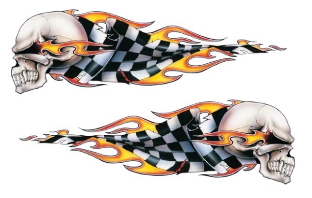 NEW LETHAL THREAT CHECKERED SKULLS L/R MINI DECAL STICKER 2.5″x3.5″ LT55001
