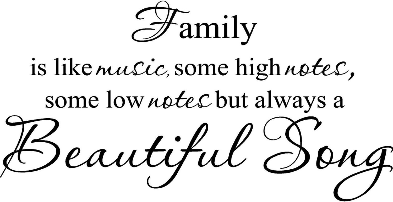 FAMILY IS LIKE MUSIC Vinyl Lettering Words Wall Decal Decor Sticker Quote