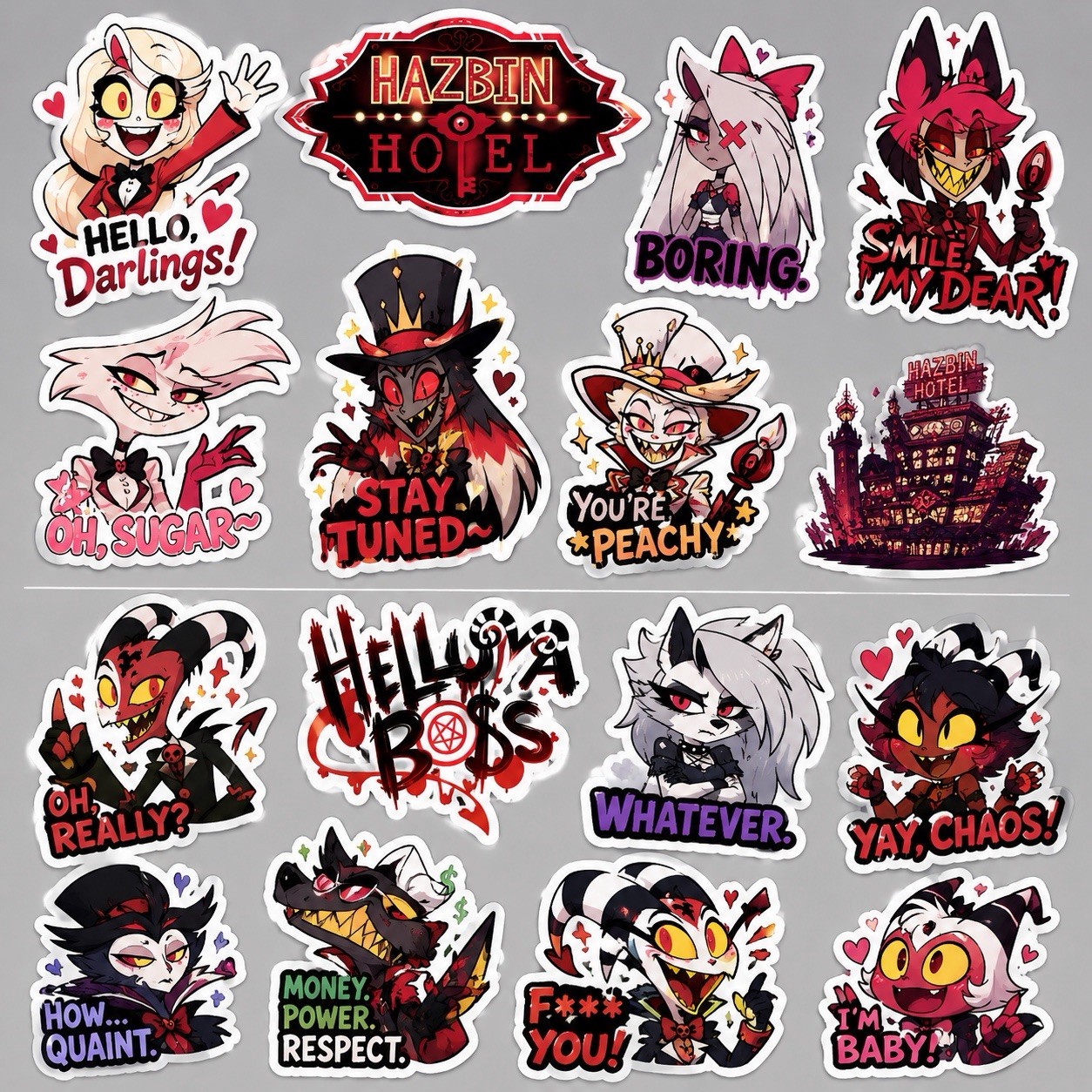 Hazbin Hotel High Quality Glossy Stickers Bundle Set