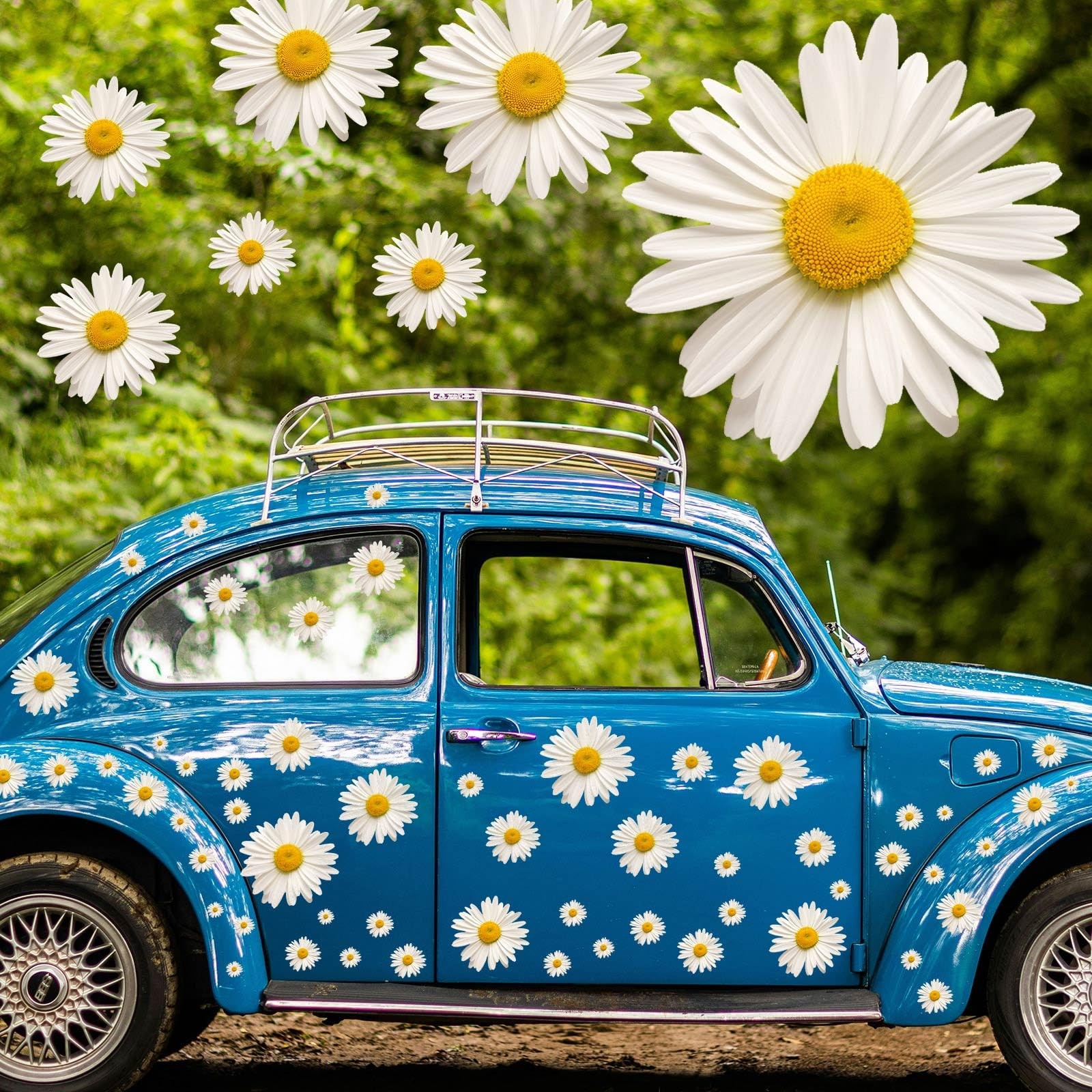 12 Sheets Daisy Stickers 130 Pcs Flower Car Decals Self Adhesive Vinyl Retro Flo
