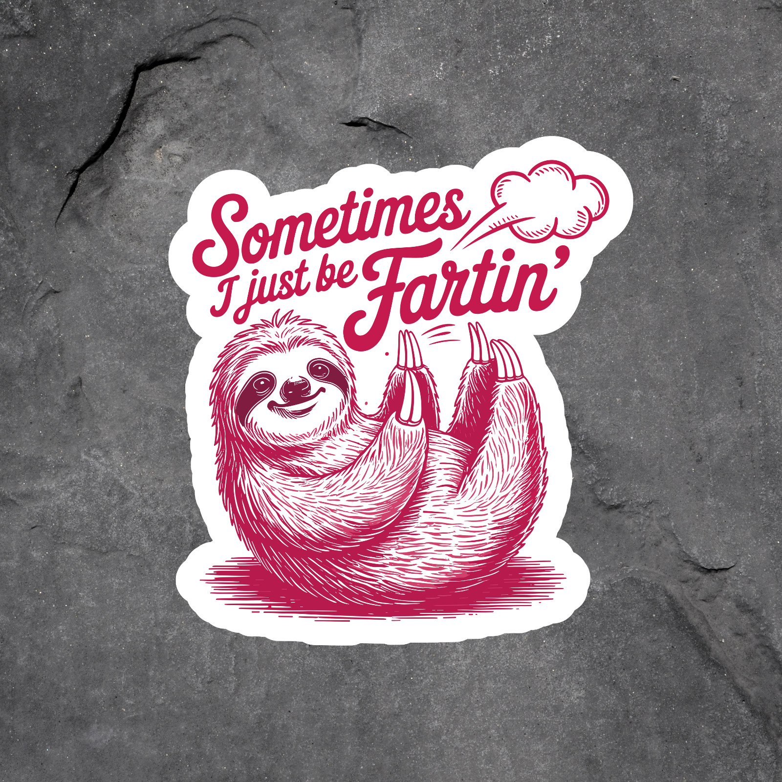Sloth Sticker Vinyl Decal Sometimes I Just Be Fartin Funny Animal Meme Gift