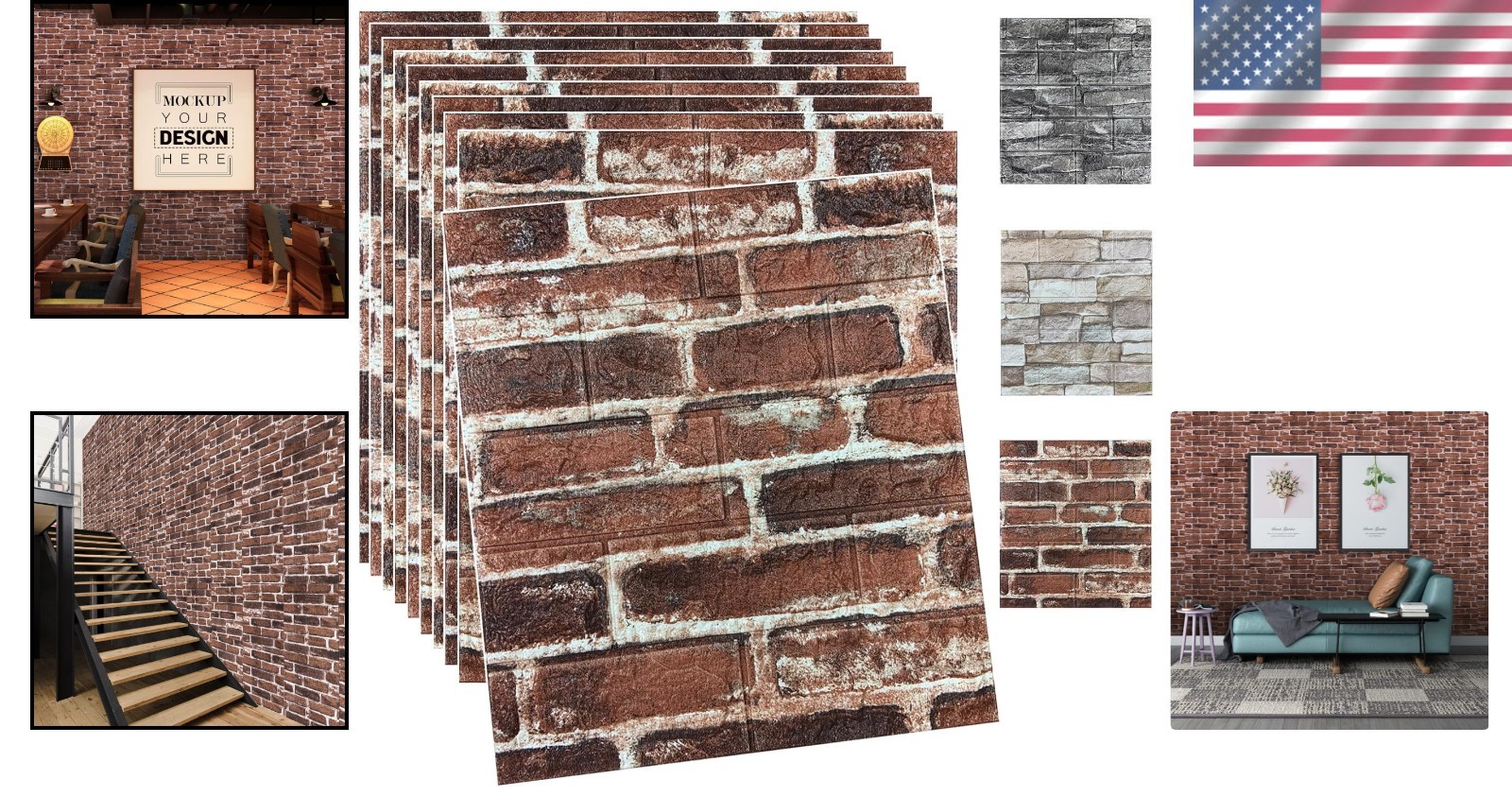 3D Brick Wall Panels Red Peel Stick Foam Wallpaper