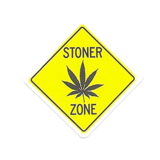 Stoner Zone Vinyl Sticker Cannabis Leaf Weed Pot Warning Caution Sign Laptop Art