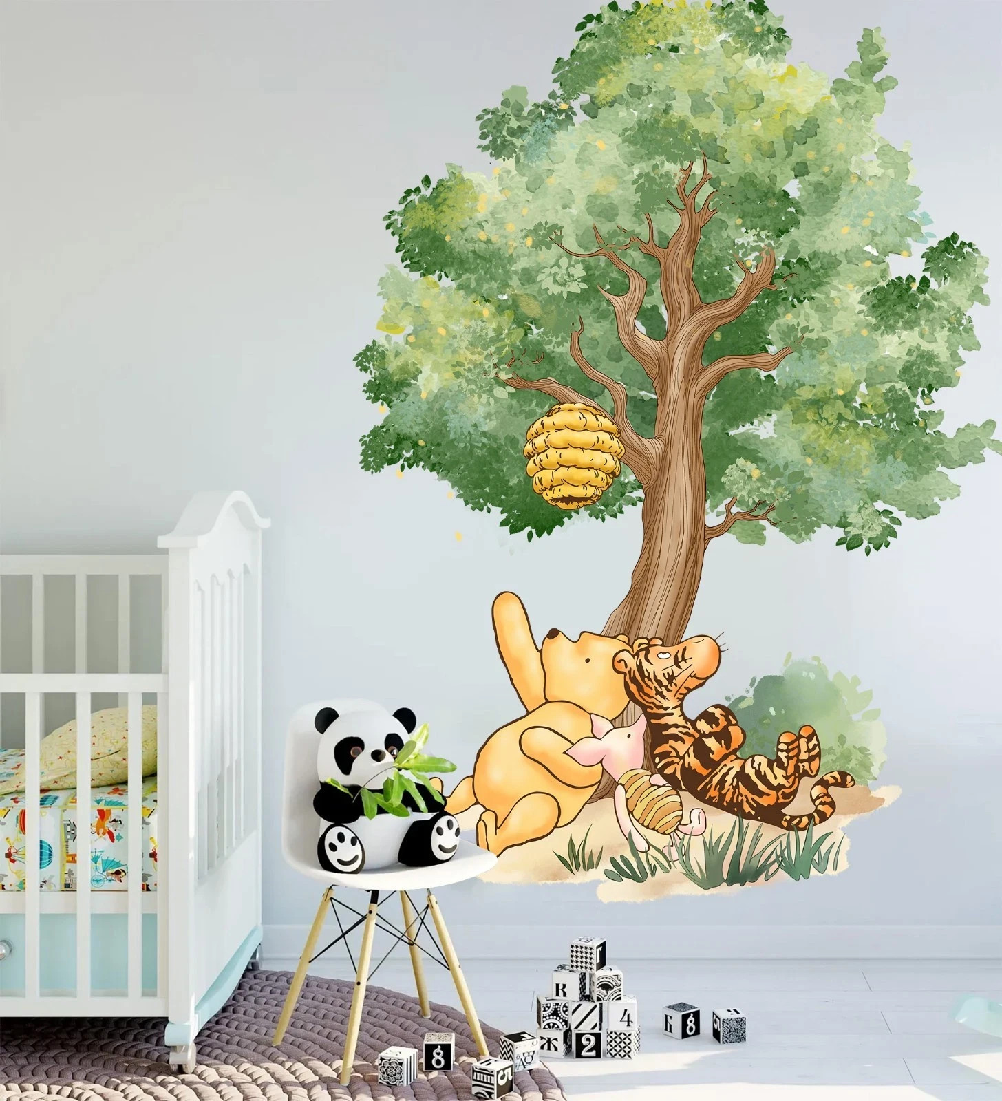 Winnie the Pooh Friends Tree Wall Decal – Large Kids Room Removable Fabric Stick