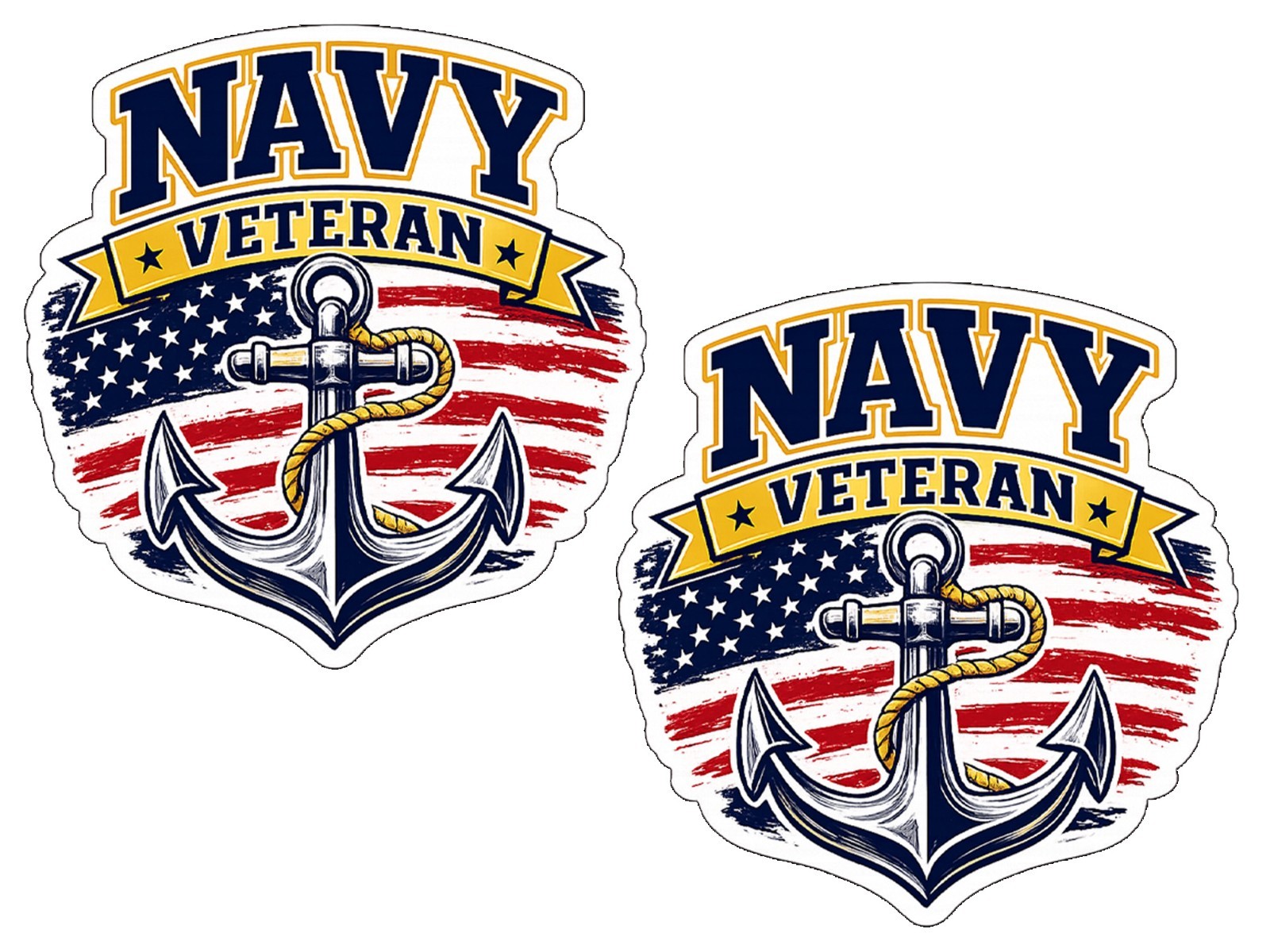 Navy Veteran Anchor Decal Sticker Set of 2 Weather Res. Car Laptop Window
