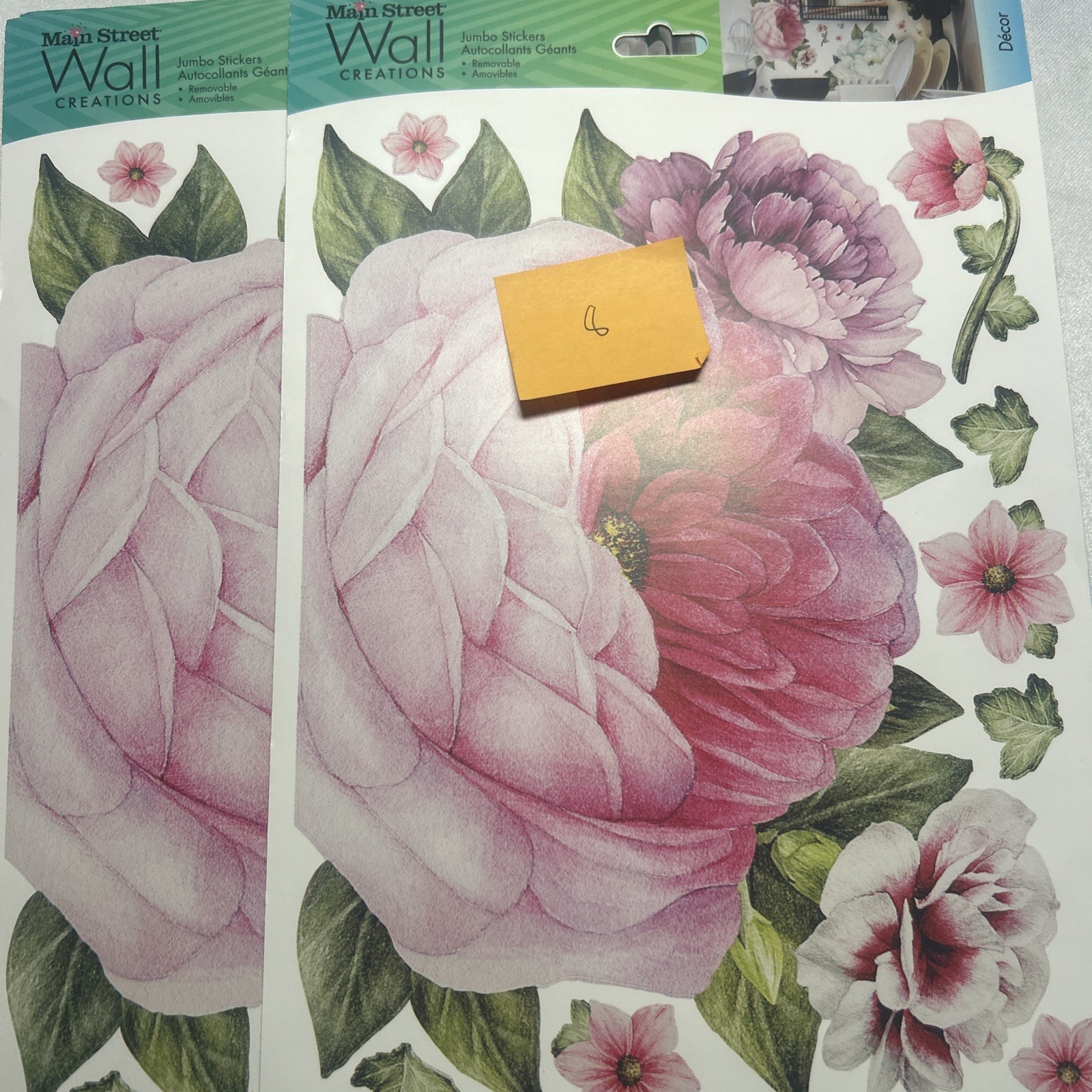 Lot of 43+Main Street Wall Creations Wall Decals Peony Floral Stickers 2 sided