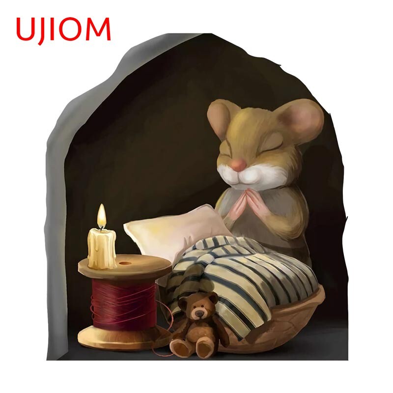 3D Mouse Hole Realistic Wall Sticker Reading Mouse in a Hole Wall Decal Home Dec