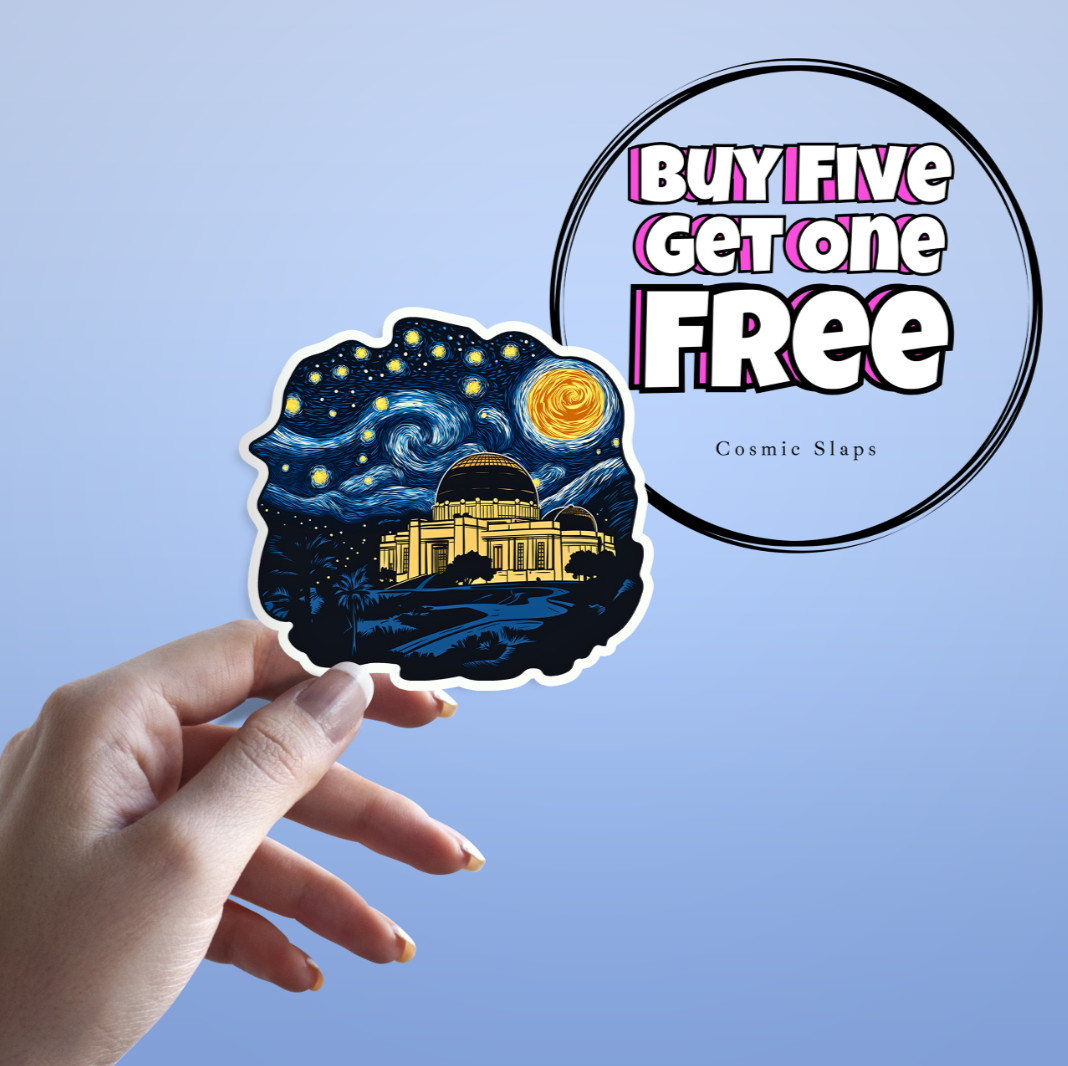 Griffith Observatory Sticker: Starry Night Style Waterproof Landmark Sticker