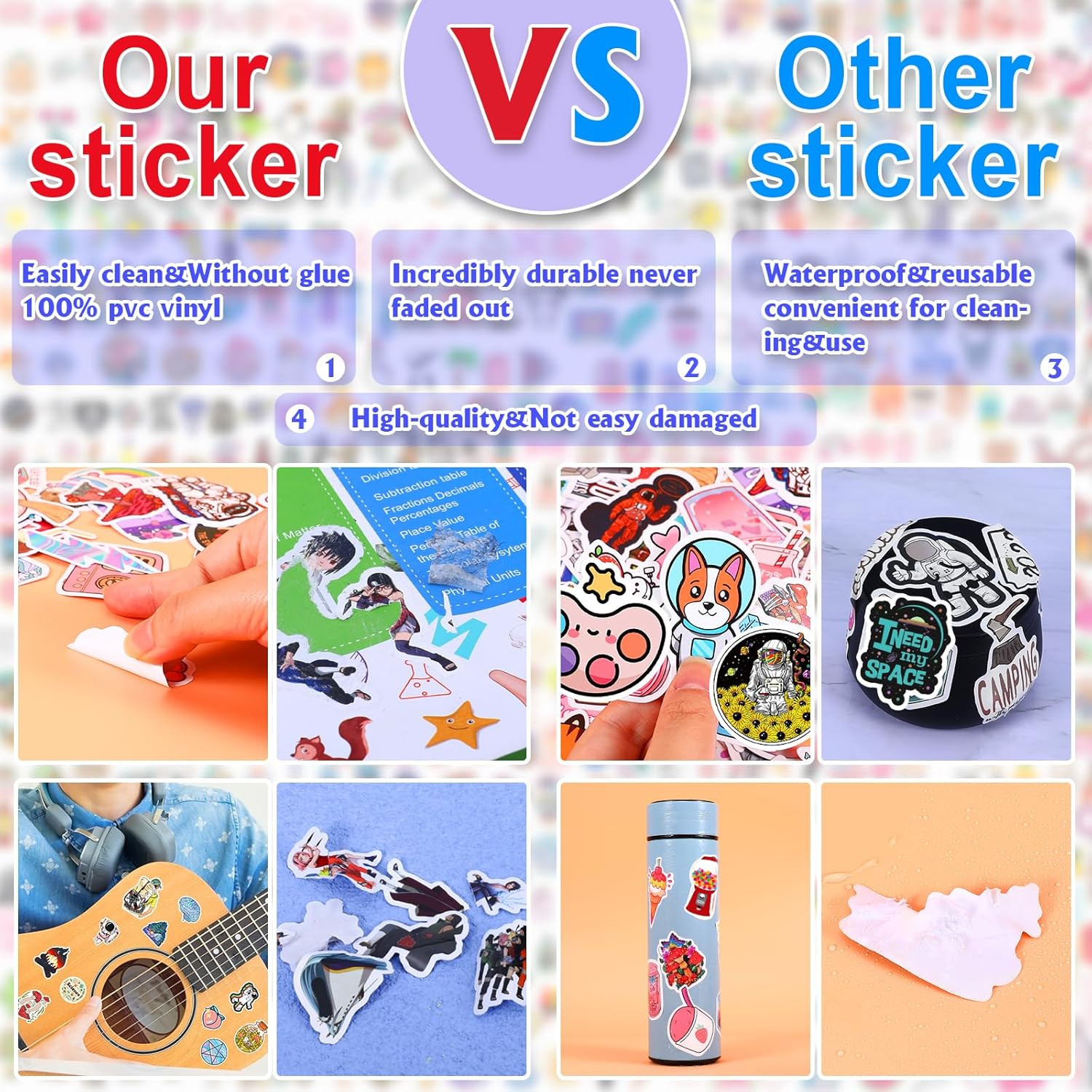 Arme 600 PCS Stickers Pack，Cute Colorful Waterproof Stickers，Vinyl Art Stickers.