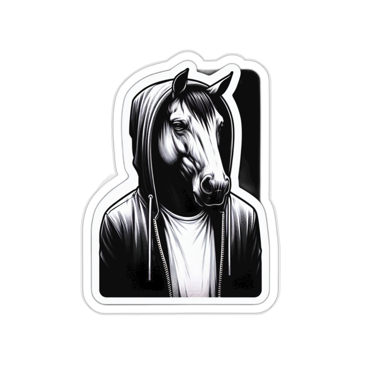 Sticker Urban Melancholy Horse with Hoodie Art Design 2×2″ 3×3″ 4×4″ 6×6″ Y2K