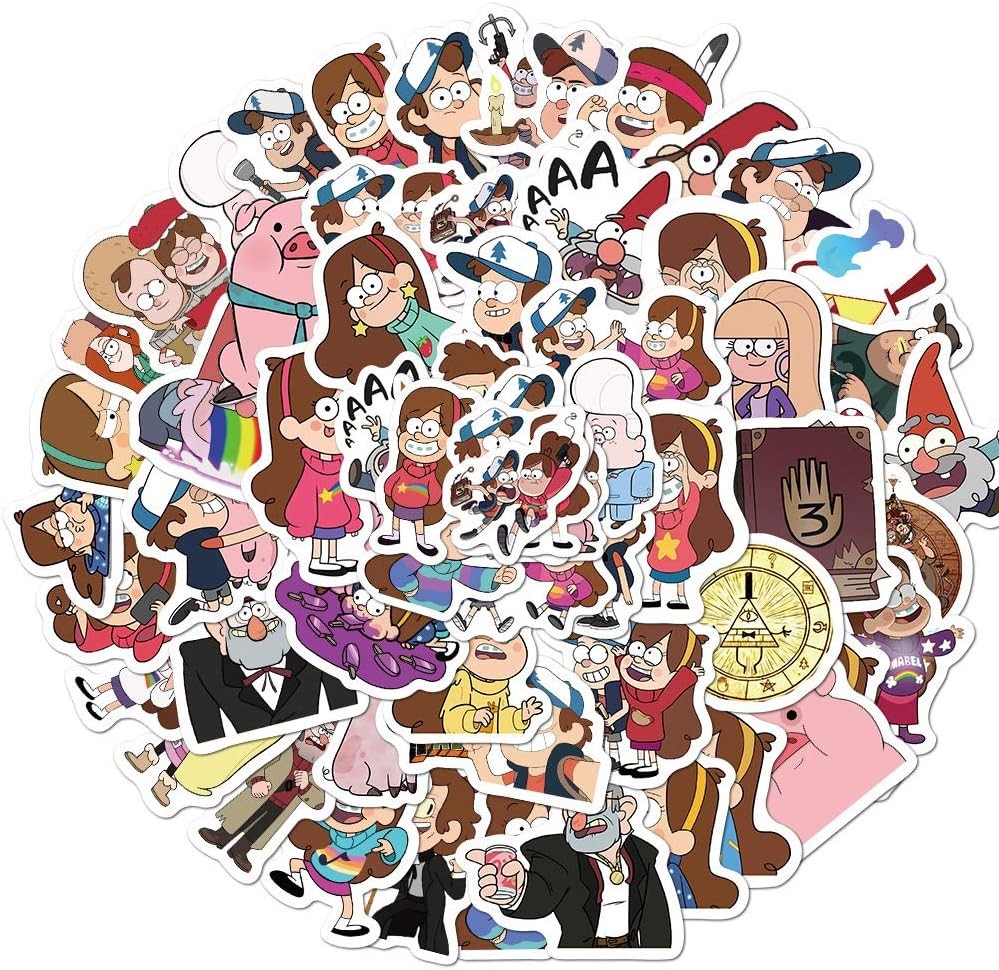 50Pcs Waterproof Cartoon Gravity Falls Stickers, Vinyl Decorative Decals