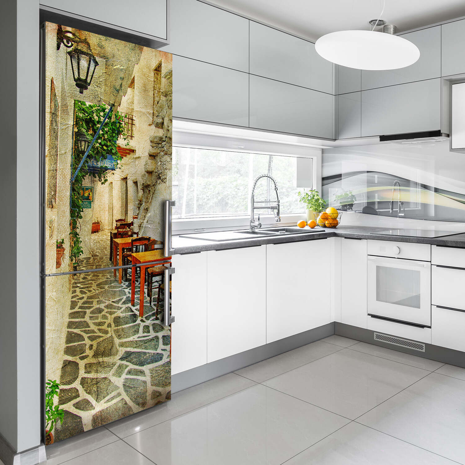 Magnet Sticker Refrigerator removable Peel & Stick Architecture Greek taverns