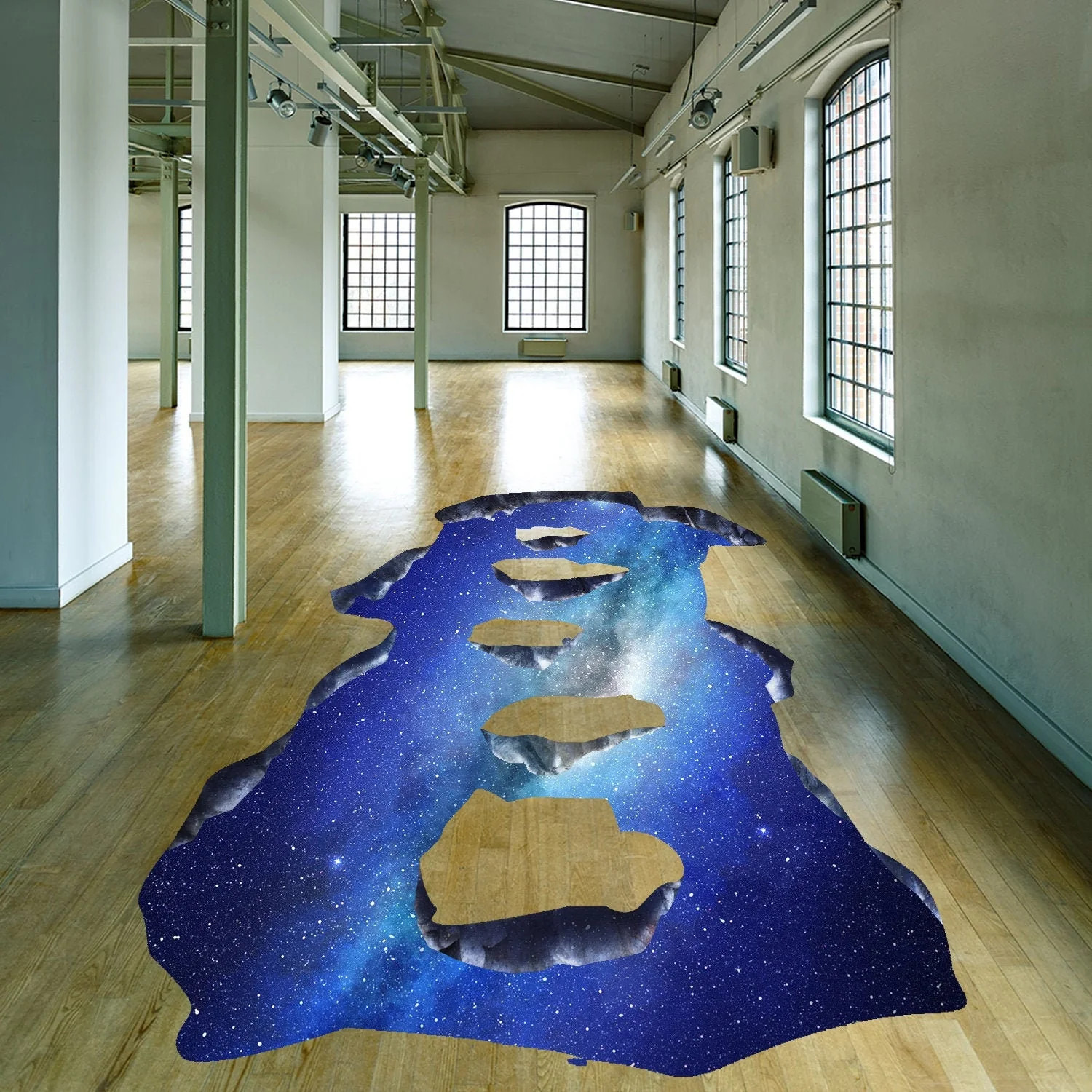 3D Floor Space Portal Hole Decal – Galaxy Art Sticker Decor For Kid Teen