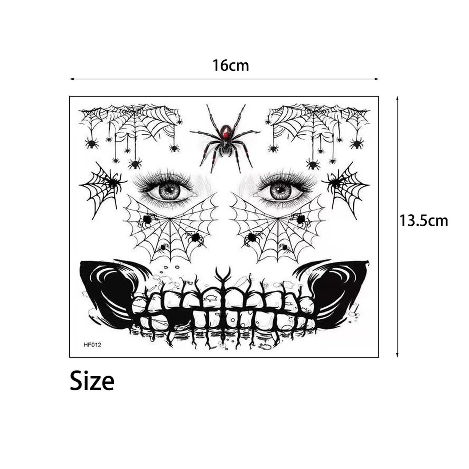 8 Sheets Halloween Face Temporary Tattoo Stickers Skeleton Mouth Tattoos 3D S…