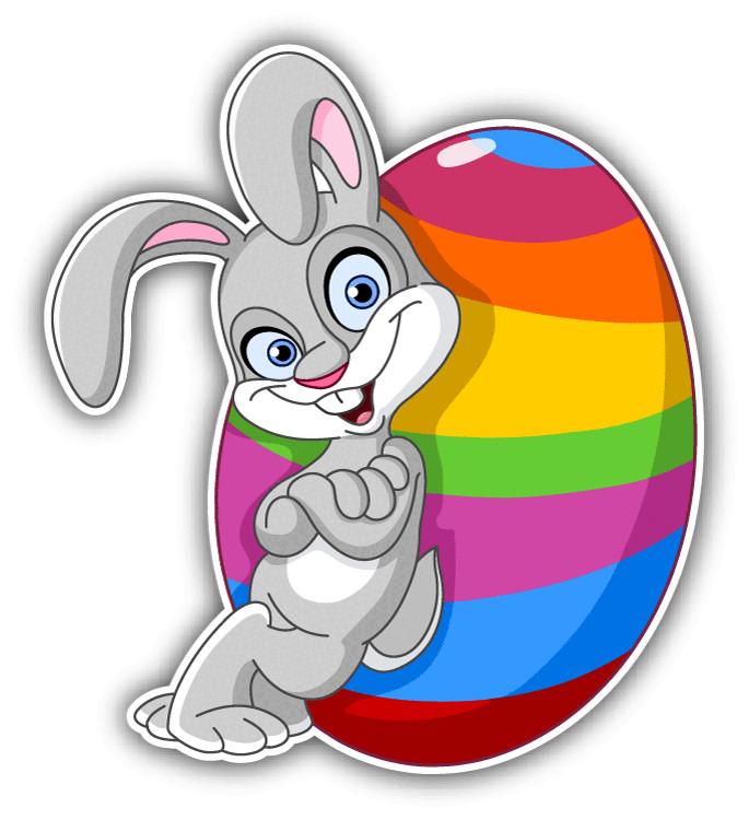 Bunny Easter Egg Happy Car Bumper Sticker Decal