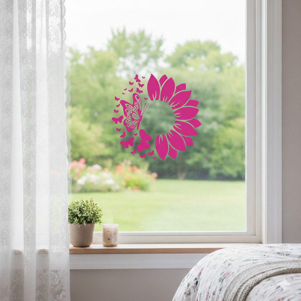 Sunflower Butterfly Decal 5×5″ – Dreamer Nature Vinyl Sticker for Car or Laptop