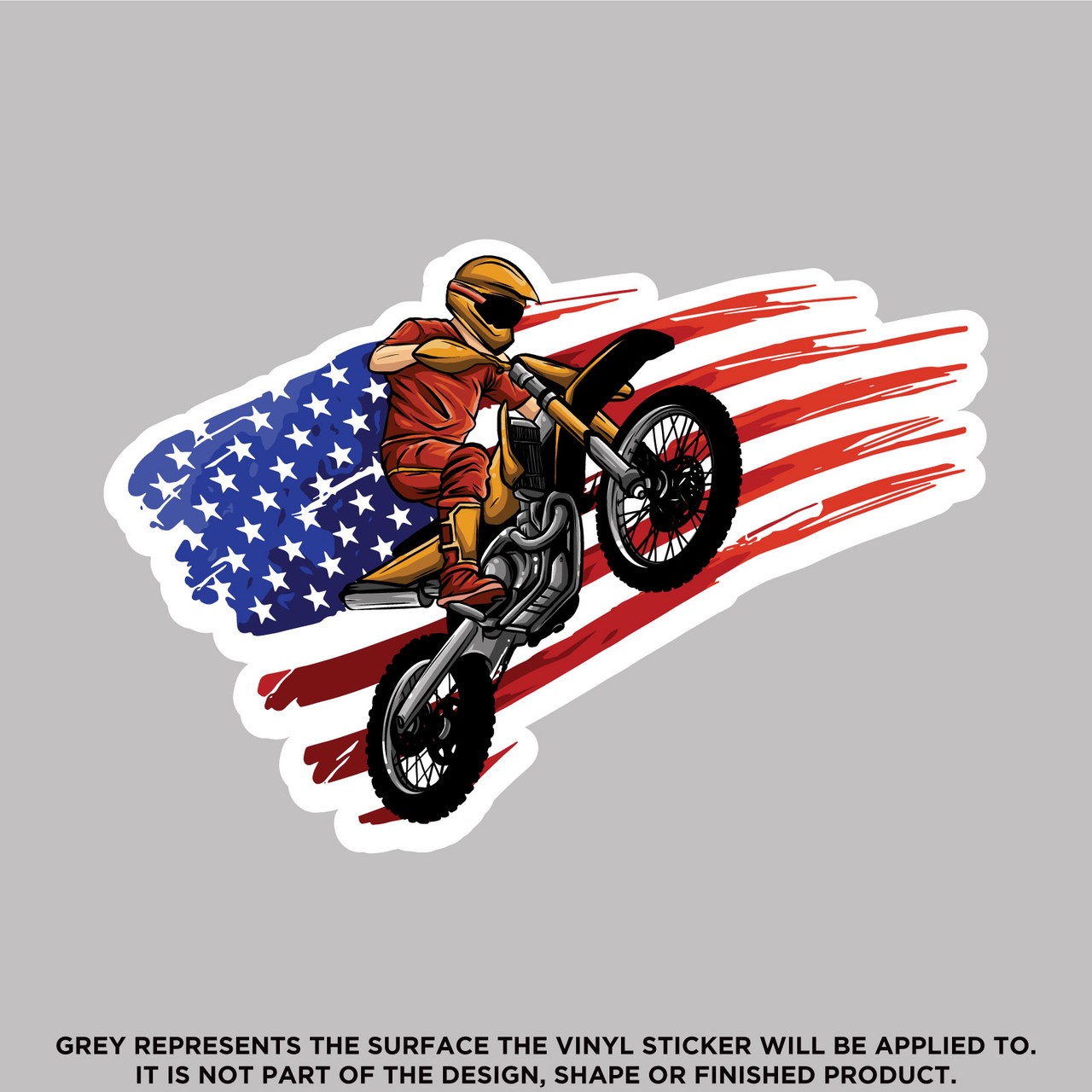 Dirt Bike Rider With American Flag Background