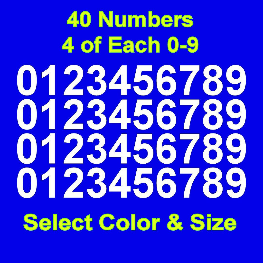 Storage Unit Bin Numbers 0-9 Vinyl Sticker Decals Set of 40 Select Color & Size
