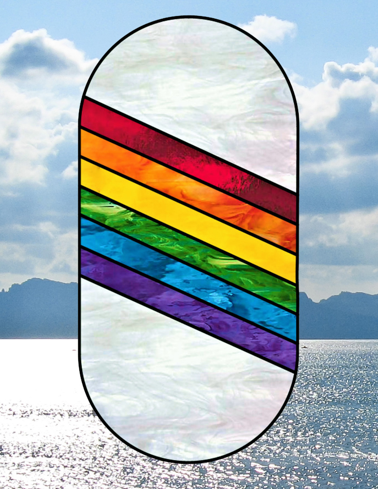 Rainbow Pride LBBTQ Faux Stained Glass WINDOW CLING ~ Sun-catcher Size 10.6″