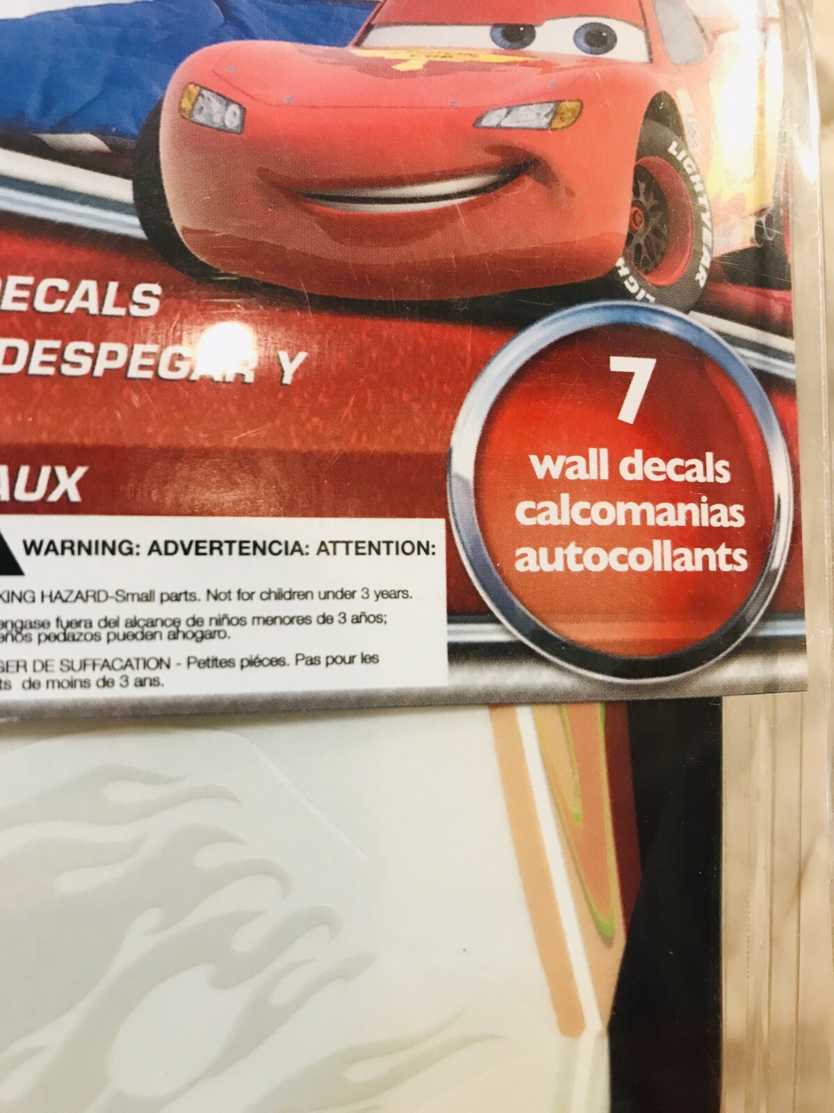 VTG CARS Peel And Stick Wall Decals Disney Pixar 7 Total Decals New & Sealed