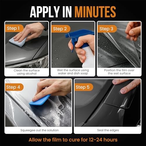 Clear PPF Film for Car – 6″ x 50′ Roll, 6.5mil TPU Paint Protection 6″ x 600″