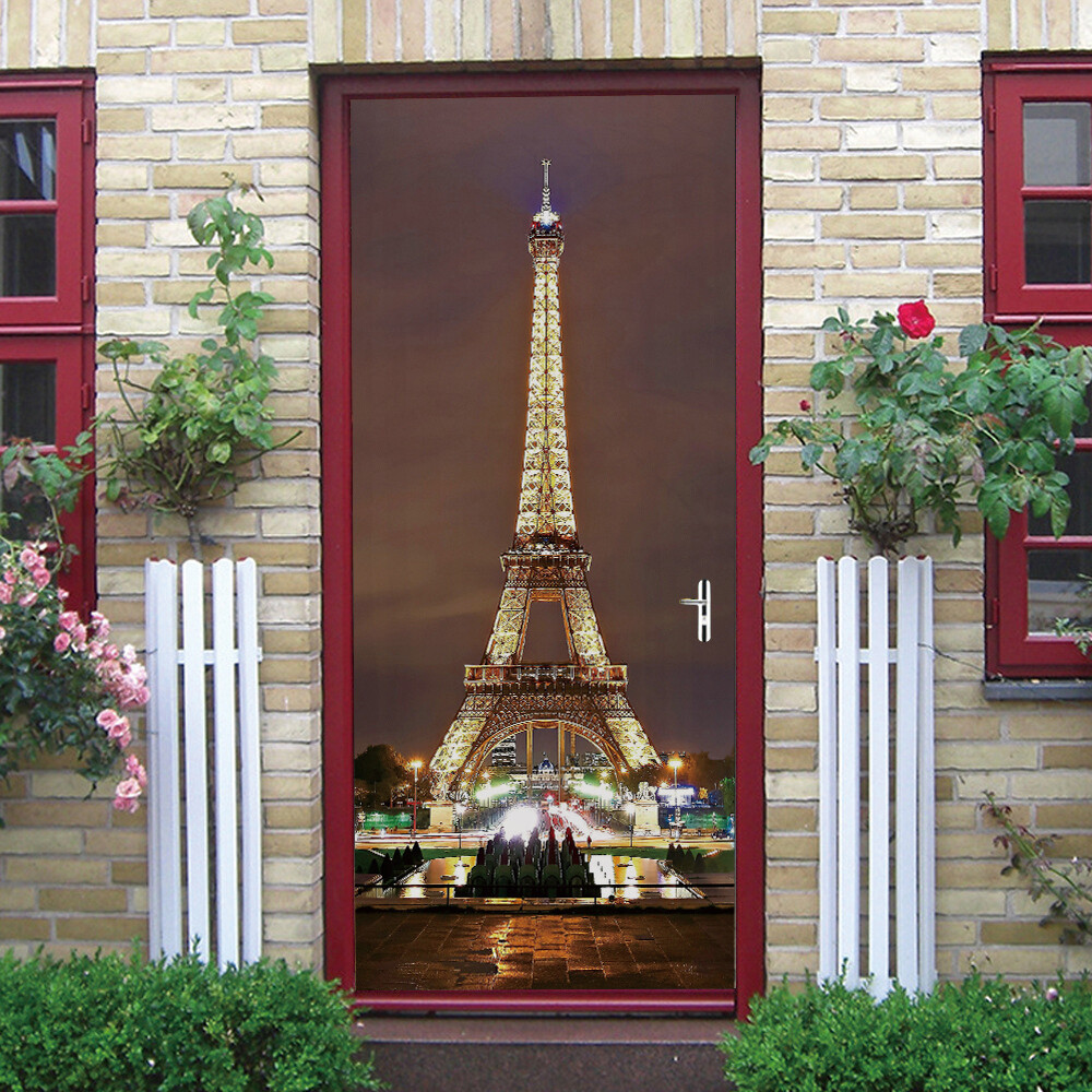 Door, Wall STICKER – Eiffel Tower Paris France 3D Waterproof Murals Decal Cover