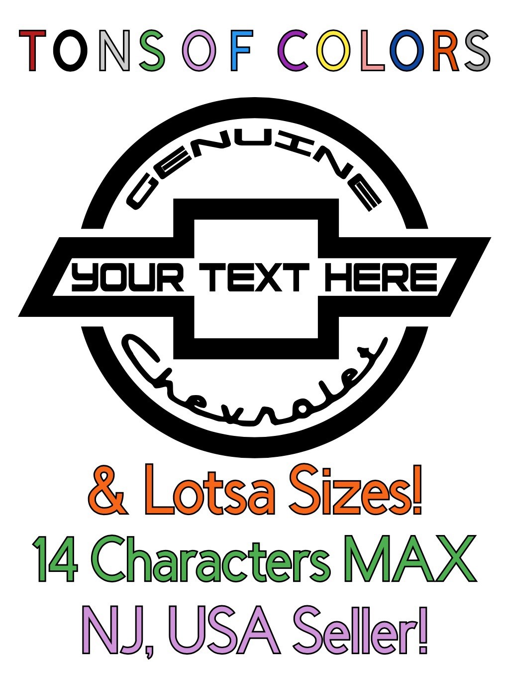 Personalized Genuine Chevrolet Bowtie Die Cut Vinyl Decal w/YOUR Lettering/Text!