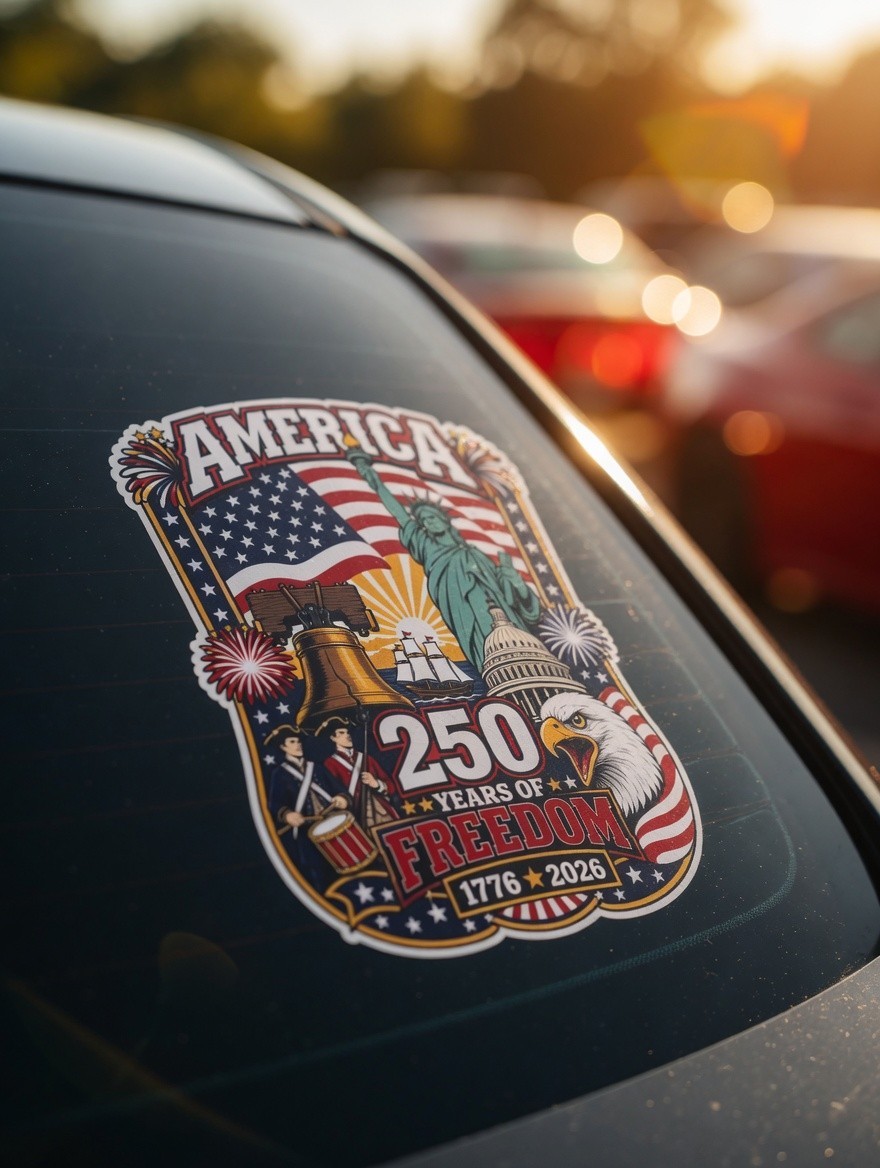 America 250 Adhesive Sticker | 1776–2026 Patriotic Decal | America’s 250 Years
