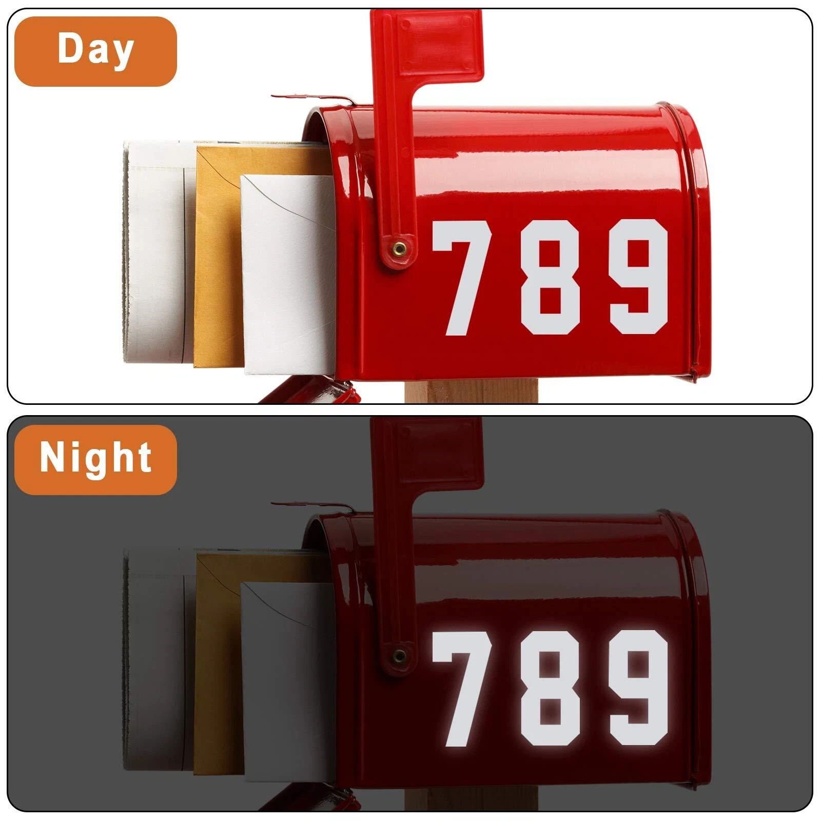 3 Size Reflective Mailbox Numbers Sticker 0-9 Self Adhesive Vinyl Waterproof USA