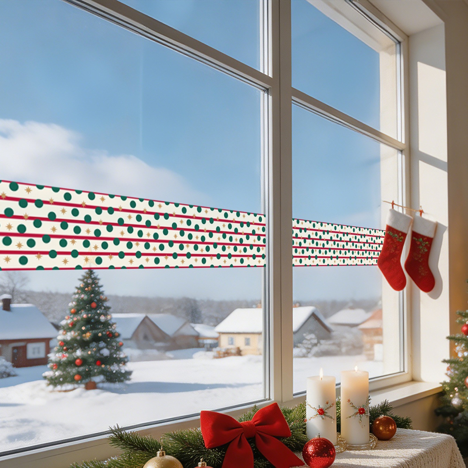 Christmas Wall Border Sticker PVC Waterproof Polka Dot 32.8ft Easy Install