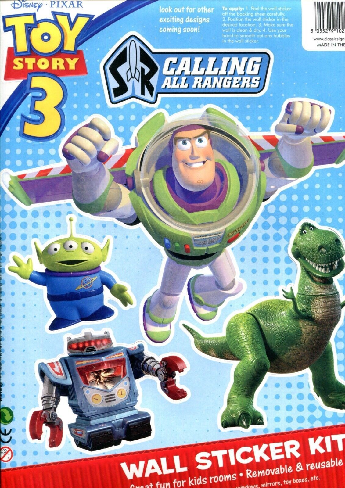 Toy Story Buzz Lightyear Wall Sticker Kit Disney Pixar Ranger Removable Reusable