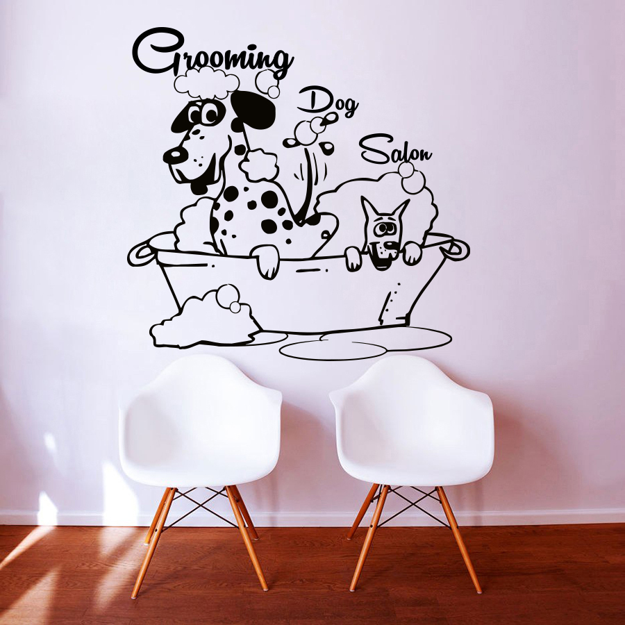 Dog Wall Decals Grooming Salon Decal Vinyl Sticker Pet Shop Home Decor Art MN480