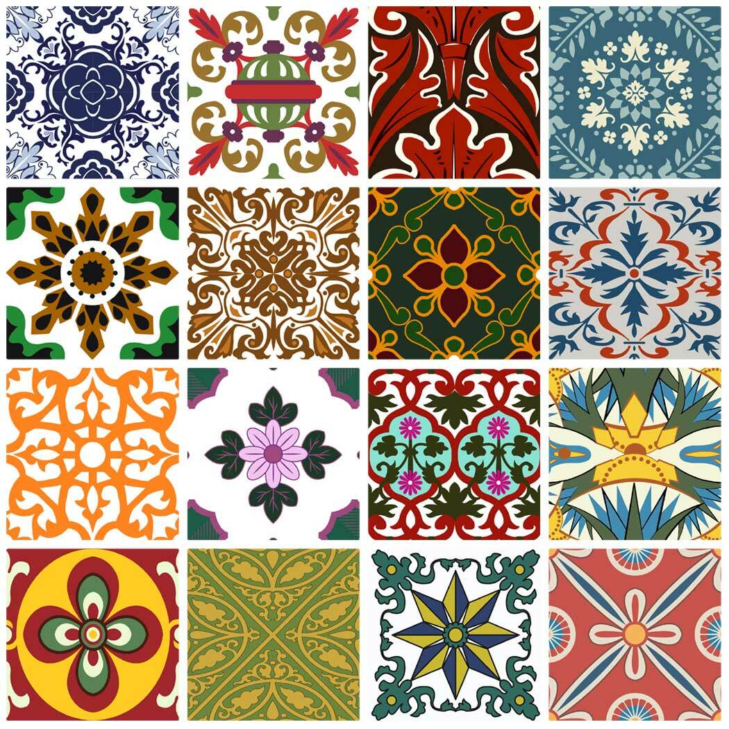 Decorative Tile Decals Lublin – Set of 16 – Tile Decals Art for Walls Kitchen
