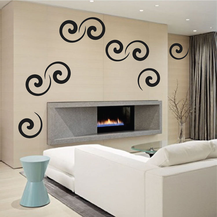 Swirly Wall Decals Abstract Pattern Swirls Modern Ideas Lines Removable Art, d47
