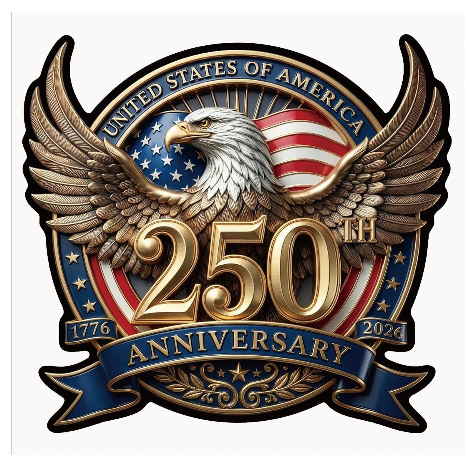 5 Pcs 250th Anniversary Car Sticker 8.27″ x 8.27″ USA Patriotic Eagle Decal 4th