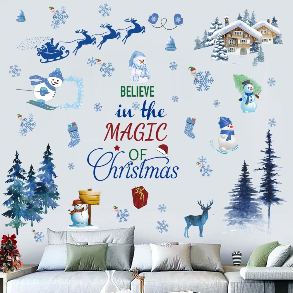 Santa Claus Christmas Tree Wall Sticker Removable Vinyl DIY Wall Decor for P…