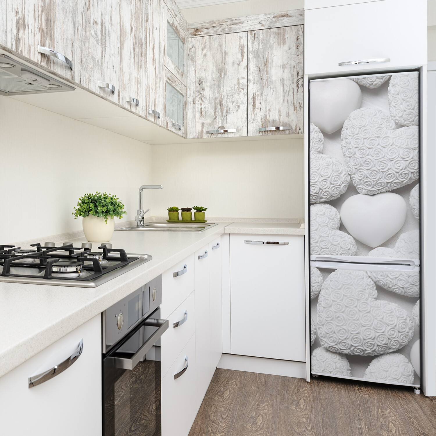 Magnet Sticker Refrigerator removable White background with hearts