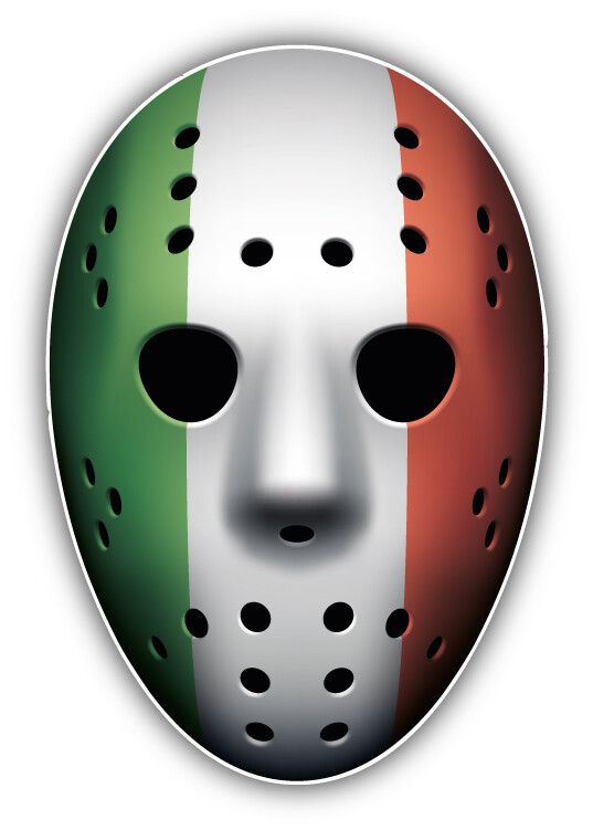 Italy Flag Ice Hockey Goalie Mask Car Bumper Sticker Decal