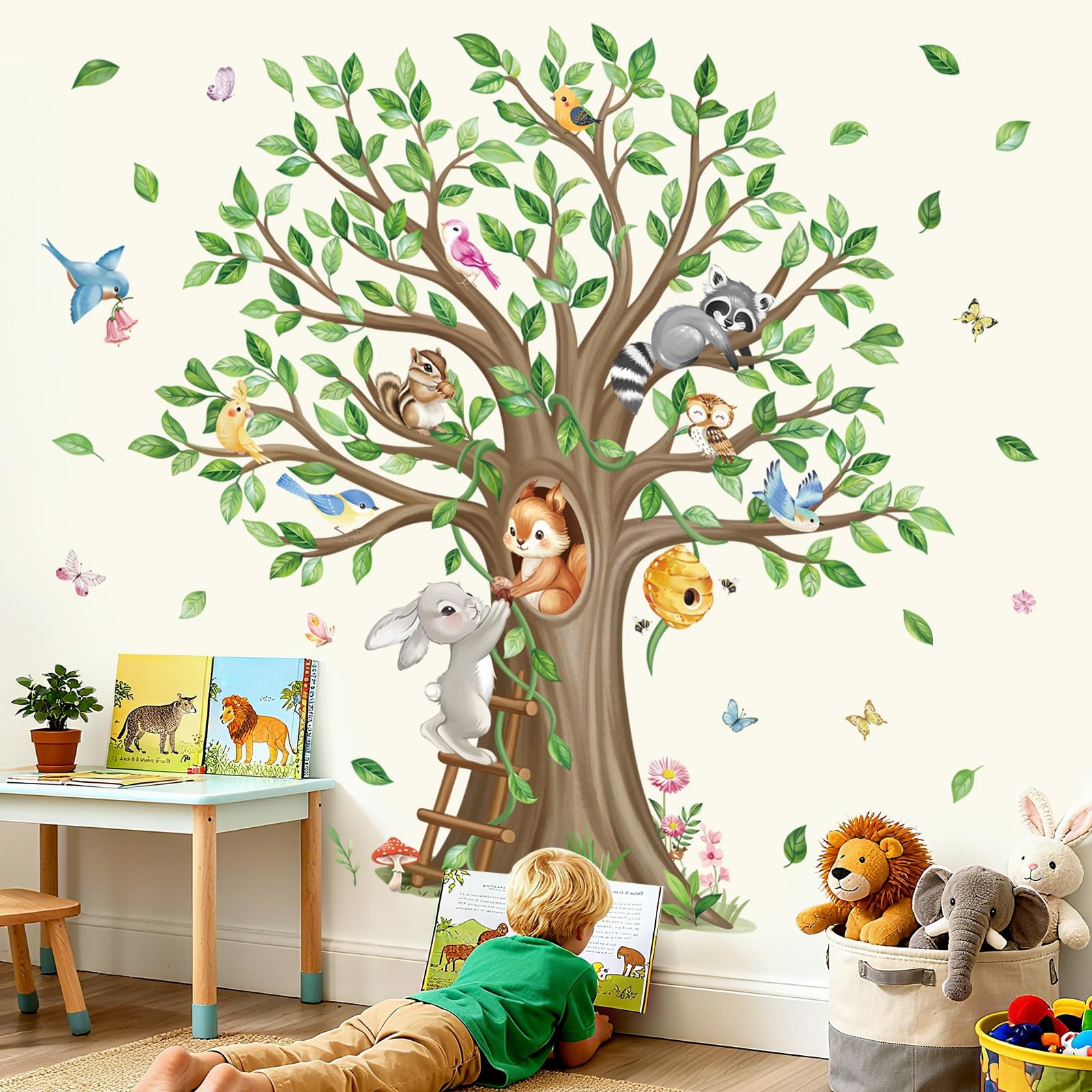 Wondever Woodland Animal Tree Wall Decal Vinyl