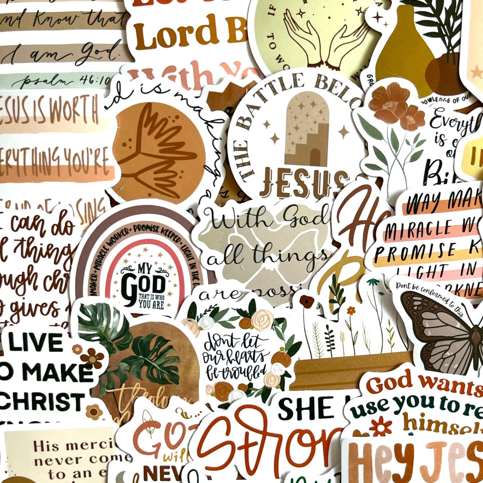 5-50 pcs Boho Bible Verse Stickers, Jesus Christian Phrase Phone Laptop Decals