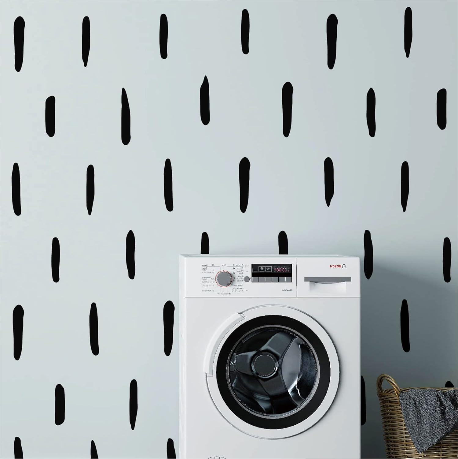 Black Thick Irregular Line Vinyl Abstract Wall Decals, Peel and Stick Modern Boh