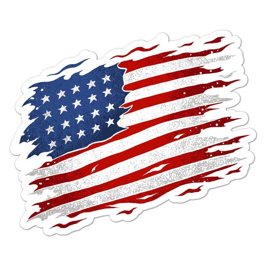 Tattered American Flag, Vinyl Decal Sticker, Indoor Outdoor, 3 Sizes, #7976